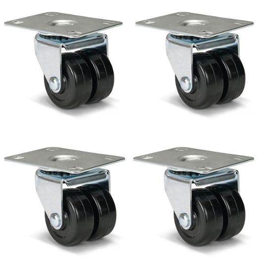 2"Caster Wheels-300 Lbs Per Casters, Swivel Casters with Double Hard Rubber Wheel, Trailer Jack Wheels for Furniture Workbench Cart