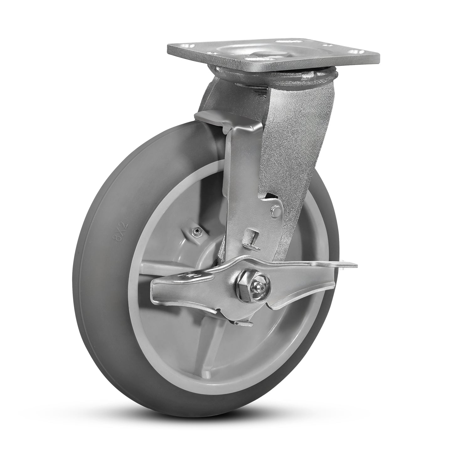 Crowned Thermoplastic Rubber Caster Wheels,2000lbs Capacity Set of 4,Industrial casters for Drywall/Sheetrock Carts & Dollies, 2 Brake & 2 Rigid