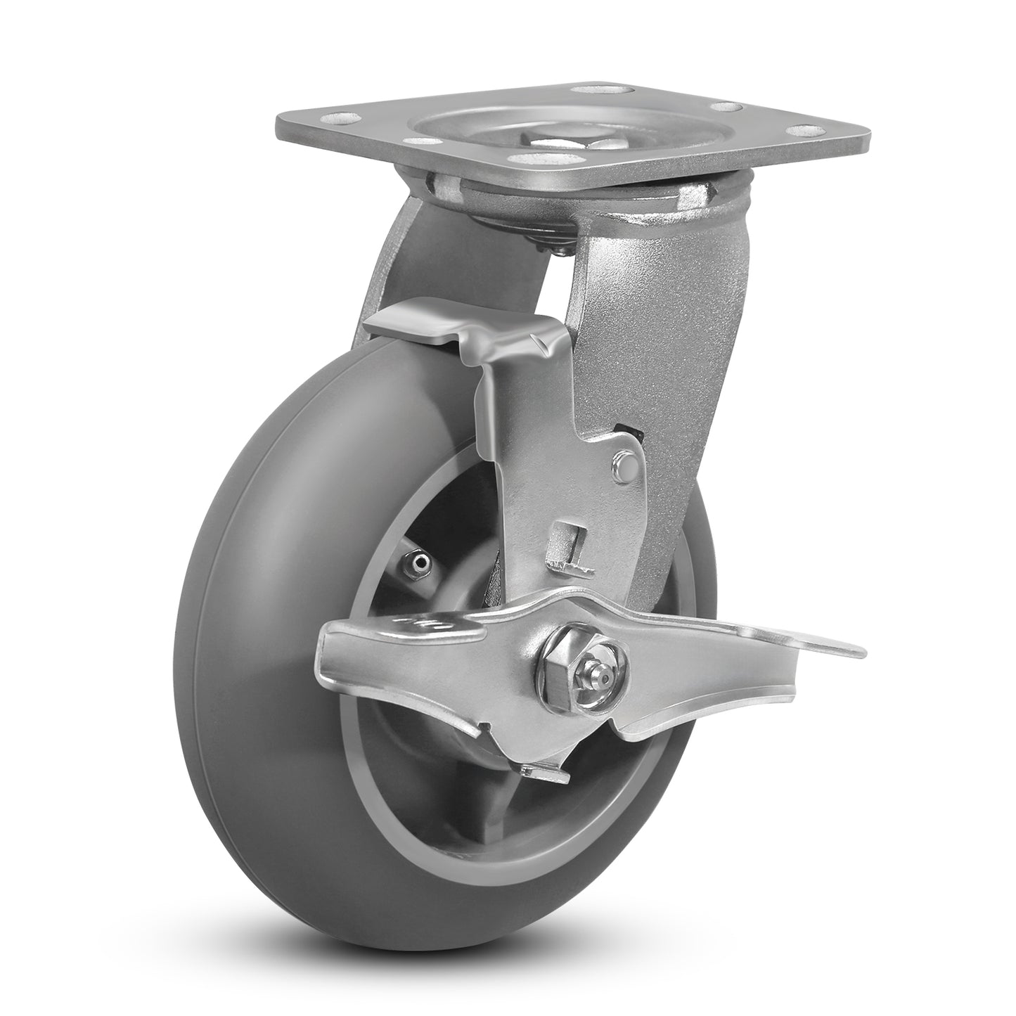 Crowned Thermoplastic Rubber Caster Wheels,2000lbs Capacity Set of 4,Industrial casters for Drywall/Sheetrock Carts & Dollies, 2 Brake & 2 Rigid