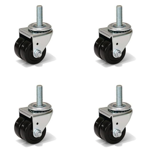 2"Caster Wheels-300 Lbs Per Casters, Swivel Casters with Double Hard Rubber Wheel, Trailer Jack Wheels for Furniture Workbench Cart