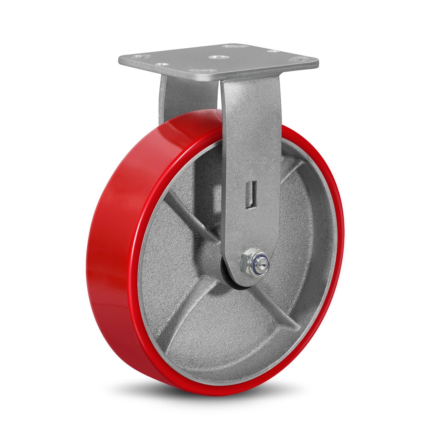 Mold on Polyurethane Cast Iron Core Wheel Heavy Duty Caster Red