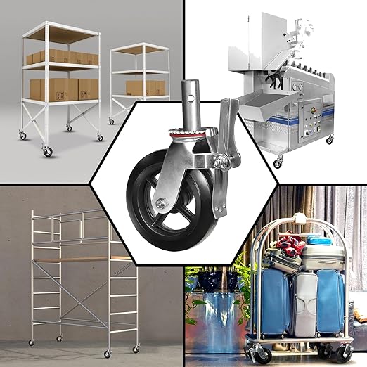 Scaffold Casters 6"x2" Heavy Duty Casters, Dual Locking Rubber Swivel Caster 360 Degrees Industrial Casters, Set of 4 with up to 4400LB Capacity