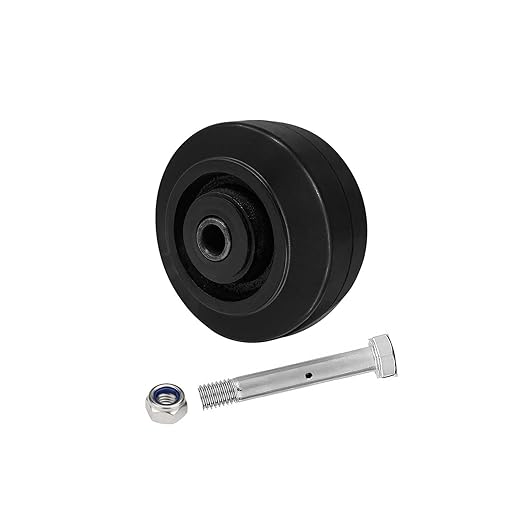 Black Rubber Tread on Cast Iron Wheel, Roller Bearing-1/2" Bore