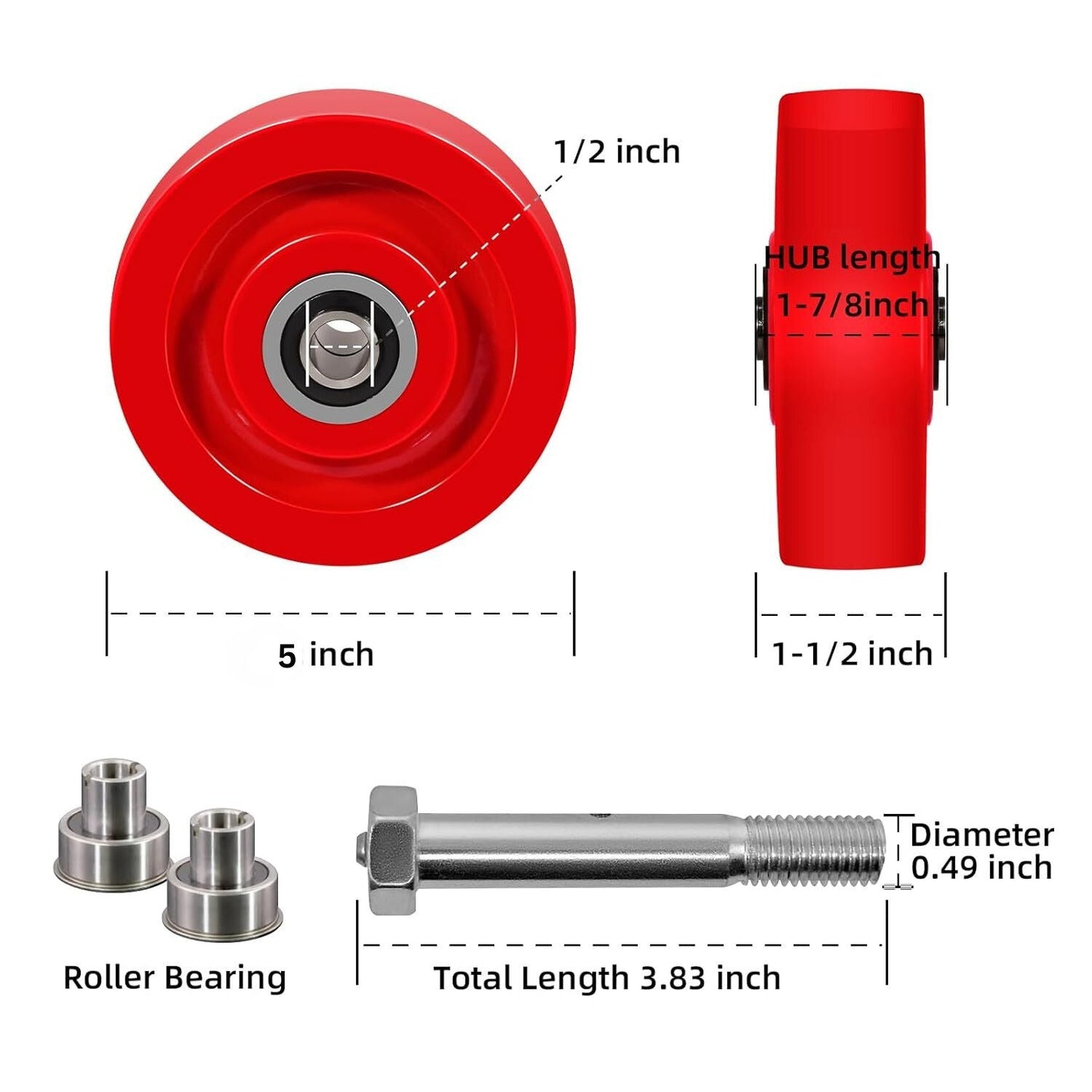 Solid Polyurethane Wheels (4", 5", 6", 8")