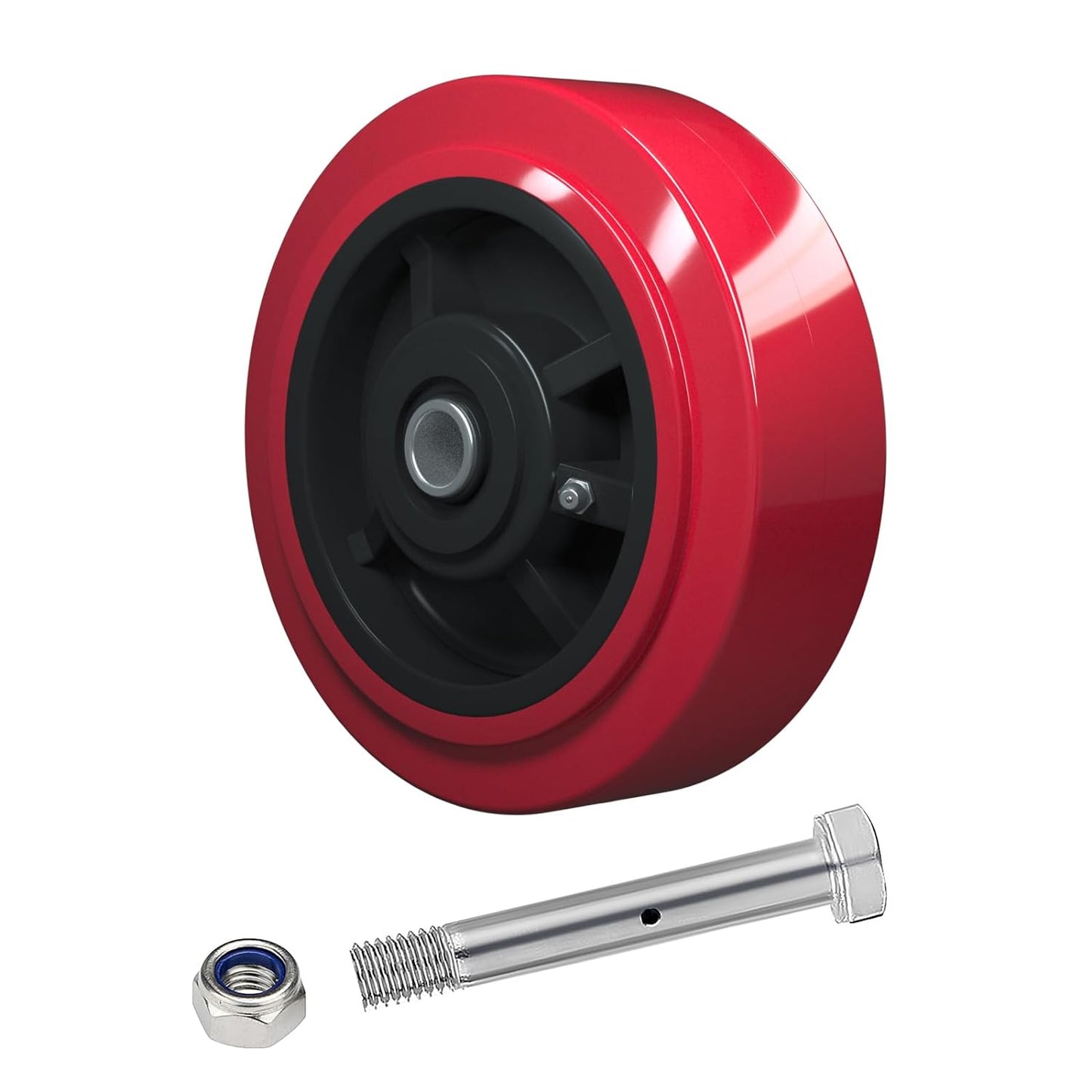 Polyurethane on Polyolefin core Caste Wheel with Roller Bearing- 1/2" Bore - 600 lbs Capacity per Wheel, Replacement Caster Wheel for Industrial/Commercial