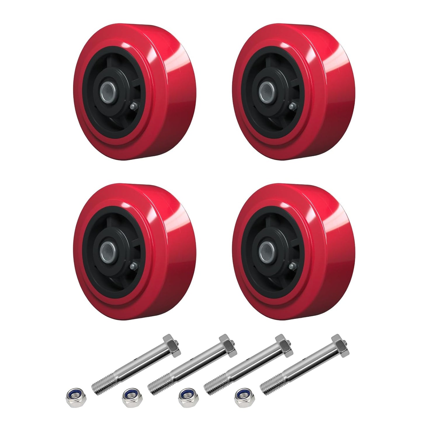 Polyurethane on Polyolefin core Caste Wheel with Roller Bearing- 1/2" Bore - 600 lbs Capacity per Wheel, Replacement Caster Wheel for Industrial/Commercial