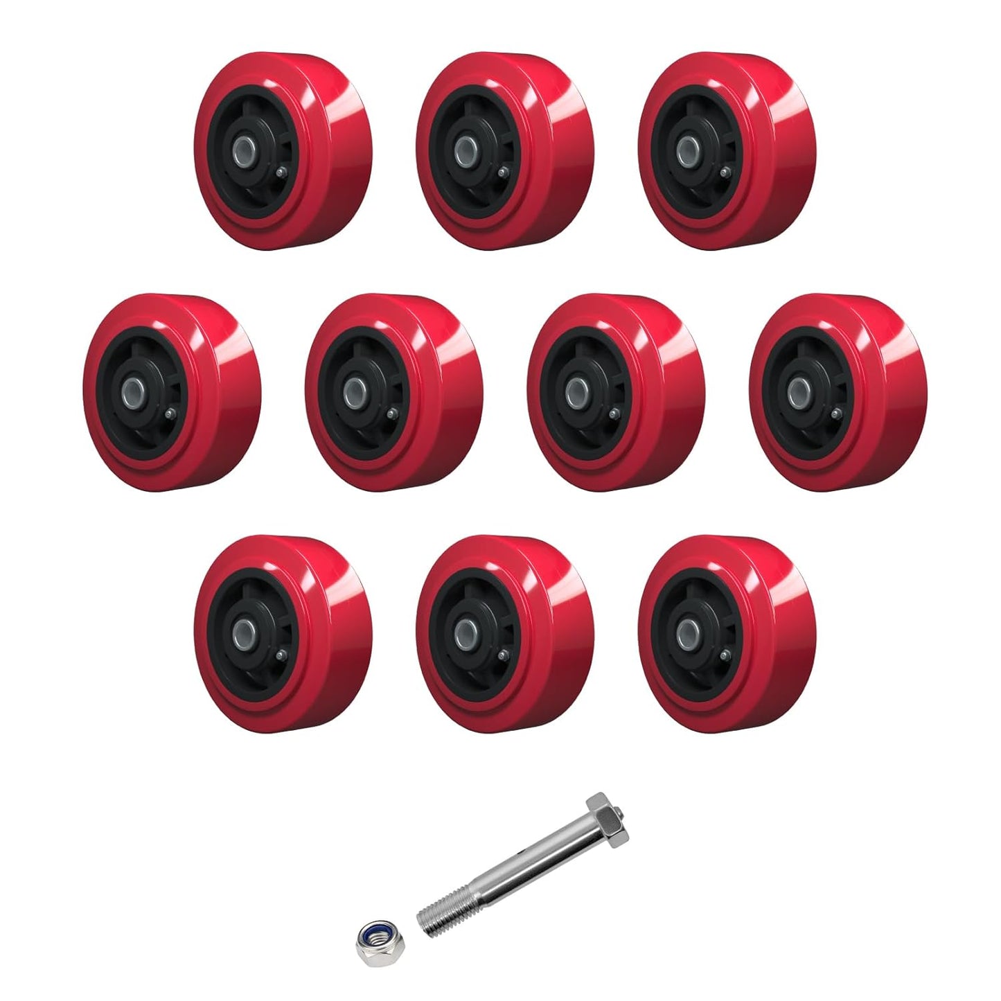 Polyurethane on Polyolefin core Caste Wheel with Roller Bearing- 1/2" Bore - 600 lbs Capacity per Wheel, Replacement Caster Wheel for Industrial/Commercial