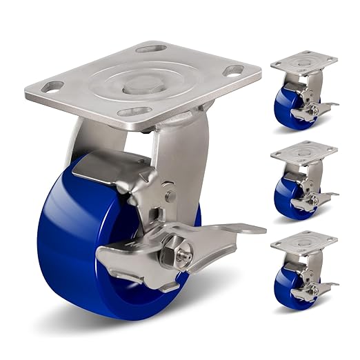 2" Wide Solid Polyurethane Caster (Blue)