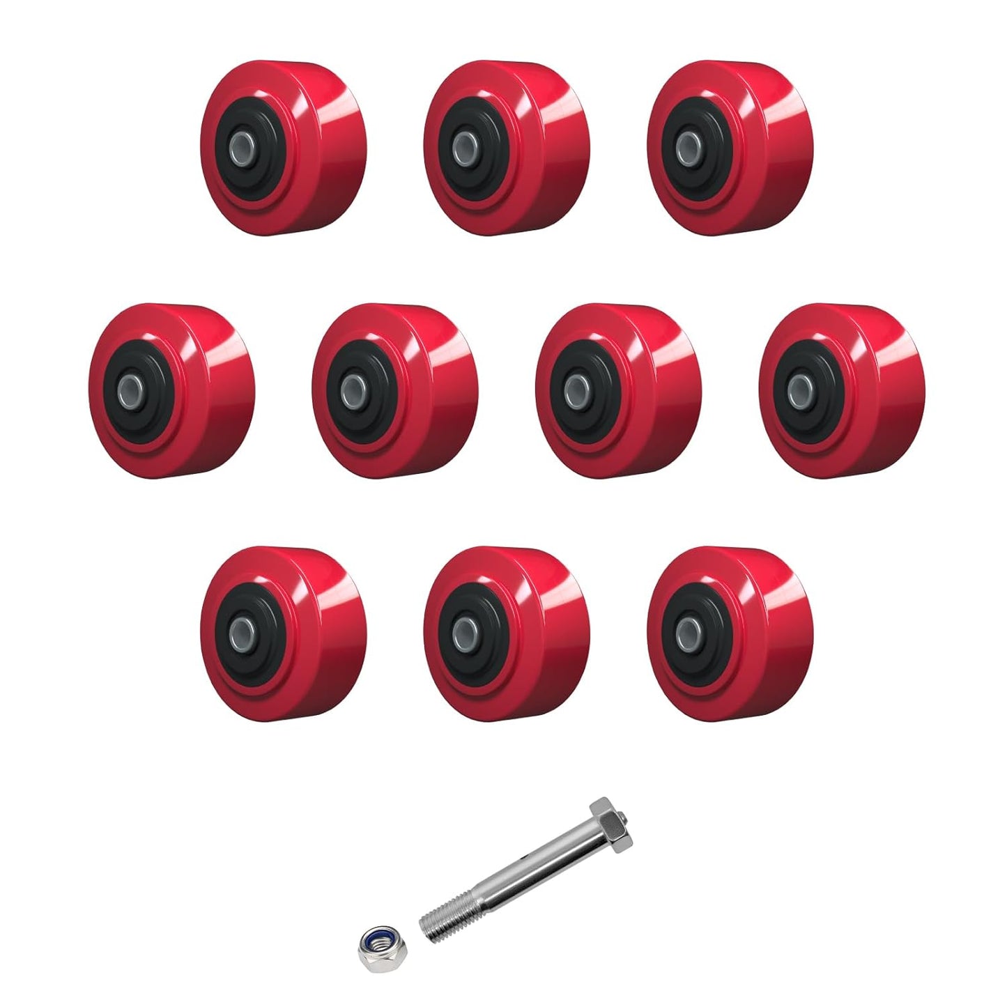 Polyurethane on Polyolefin core Caste Wheel with Roller Bearing- 1/2" Bore - 600 lbs Capacity per Wheel, Replacement Caster Wheel for Industrial/Commercial
