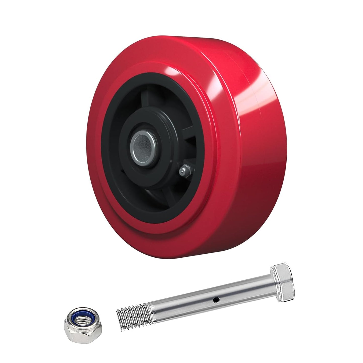 Polyurethane on Polyolefin core Caste Wheel with Roller Bearing- 1/2" Bore - 600 lbs Capacity per Wheel, Replacement Caster Wheel for Industrial/Commercial