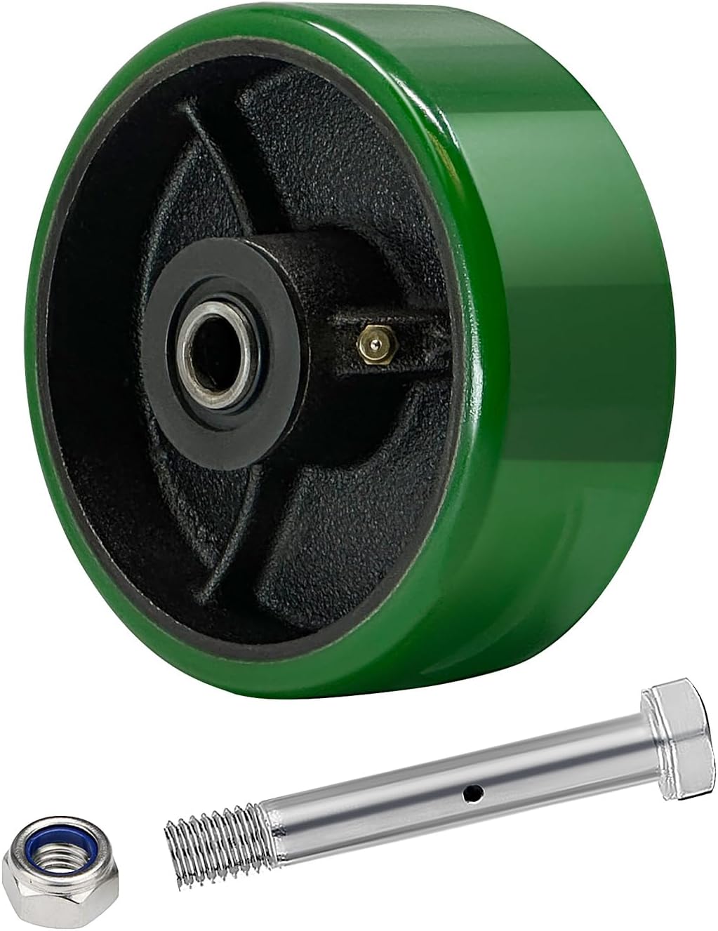 Polyurethane on cast Iron Wheel, Roller Bearing-1/2" Bore 800 lbs Capacity per Wheel, Heavy Duty Caster Wheel for Industrial/Commercial