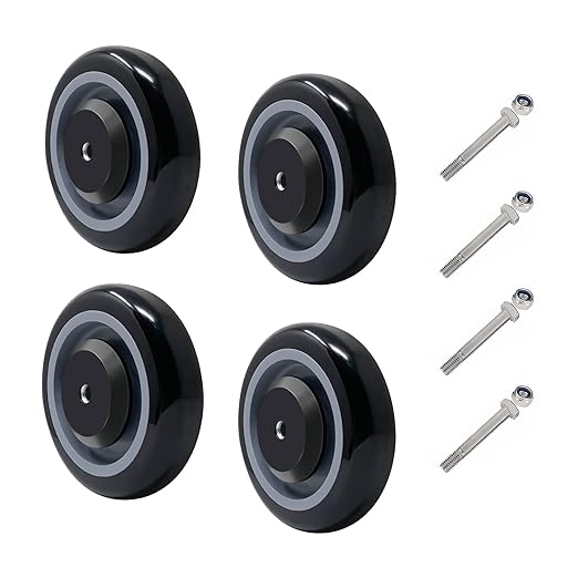 5" Wheels for Cart, 5/16" Axle Polyurethane Shopping Cart Wheels Replacement Casters 3500lbs Total Capacity