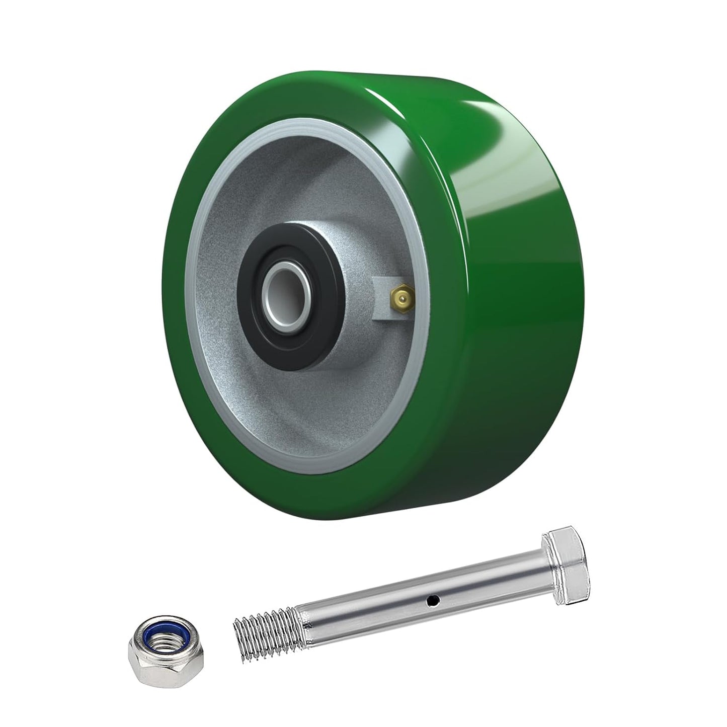 Industrial Casters, Polyurethane on Aluminum Wheel, Roller Bearing-1/2" Bore, Set of 2 Heavy Duty Caster Wheel with 1600 lbs Capacity