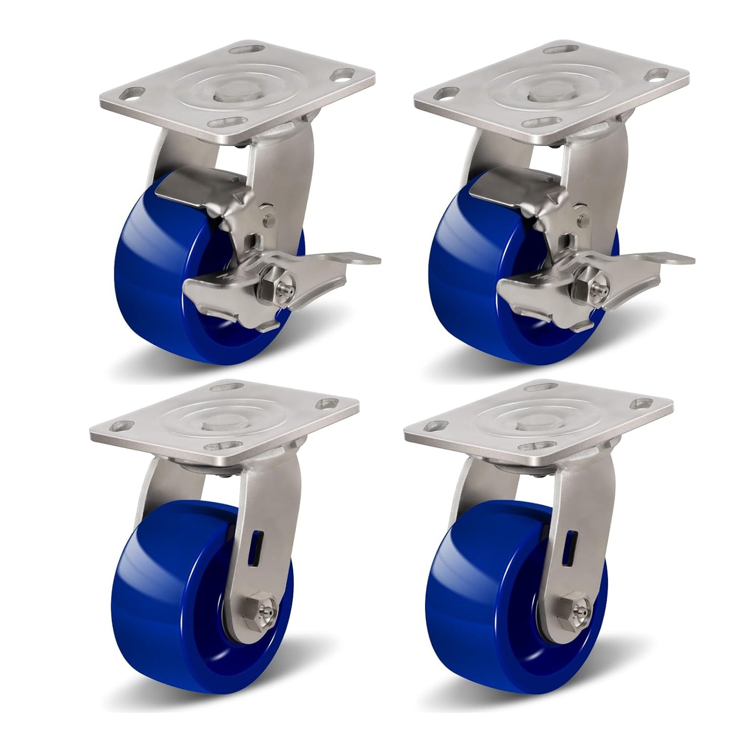 2" Wide Solid Polyurethane Caster (Blue)