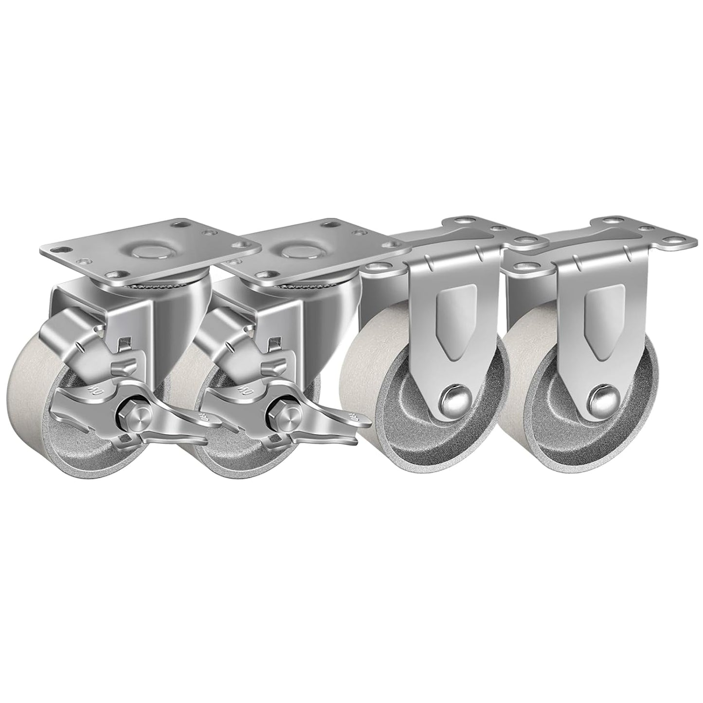 Industrial Casters- Heavy Duty Casters, Cast Iron Wheel, Steel Casters Set of 4 Capacity up to 1400 Lb. Use for Industrial carts, Dollies, Food Service Cart