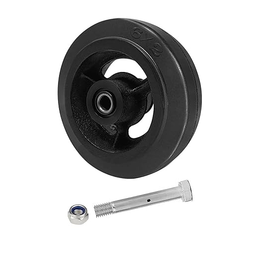 Black Rubber Tread on Cast Iron Wheel, Roller Bearing-1/2" Bore