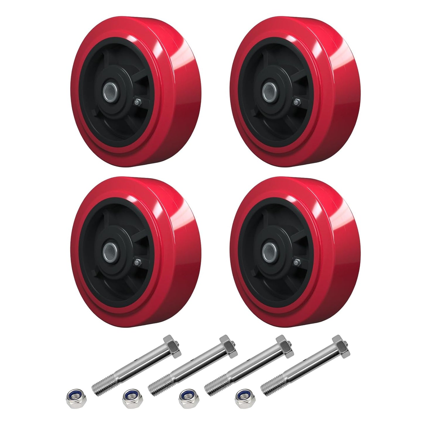 Polyurethane on Polyolefin core Caste Wheel with Roller Bearing- 1/2" Bore - 600 lbs Capacity per Wheel, Replacement Caster Wheel for Industrial/Commercial