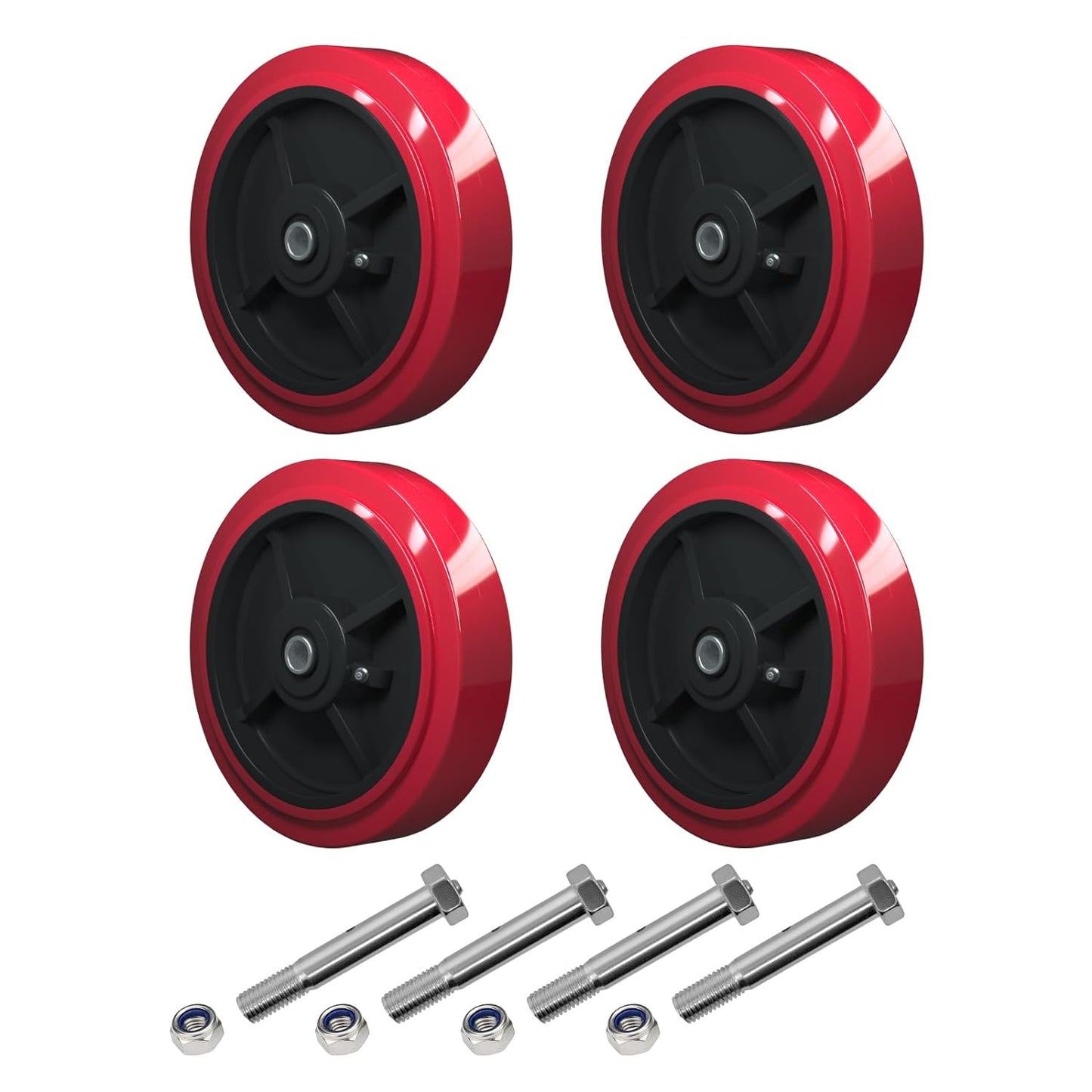 Polyurethane on Polyolefin core Caste Wheel with Roller Bearing- 1/2" Bore - 600 lbs Capacity per Wheel, Replacement Caster Wheel for Industrial/Commercial