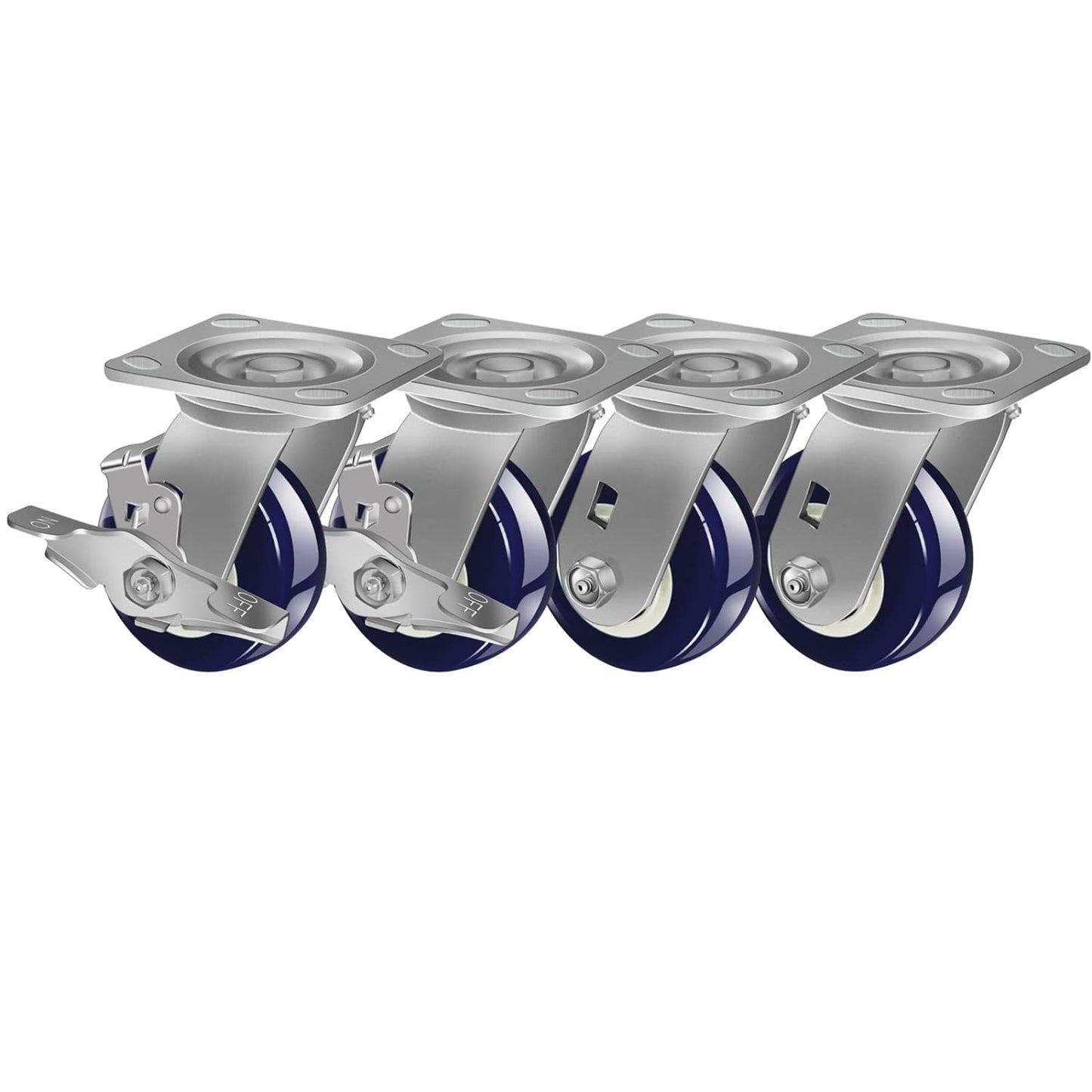 Polyurethane on Polyolefin Casters - Loading Capacity up to 600 LB, Industrial Casters-Heavy Duty, Use for U-Boat Cart, Platform Truck