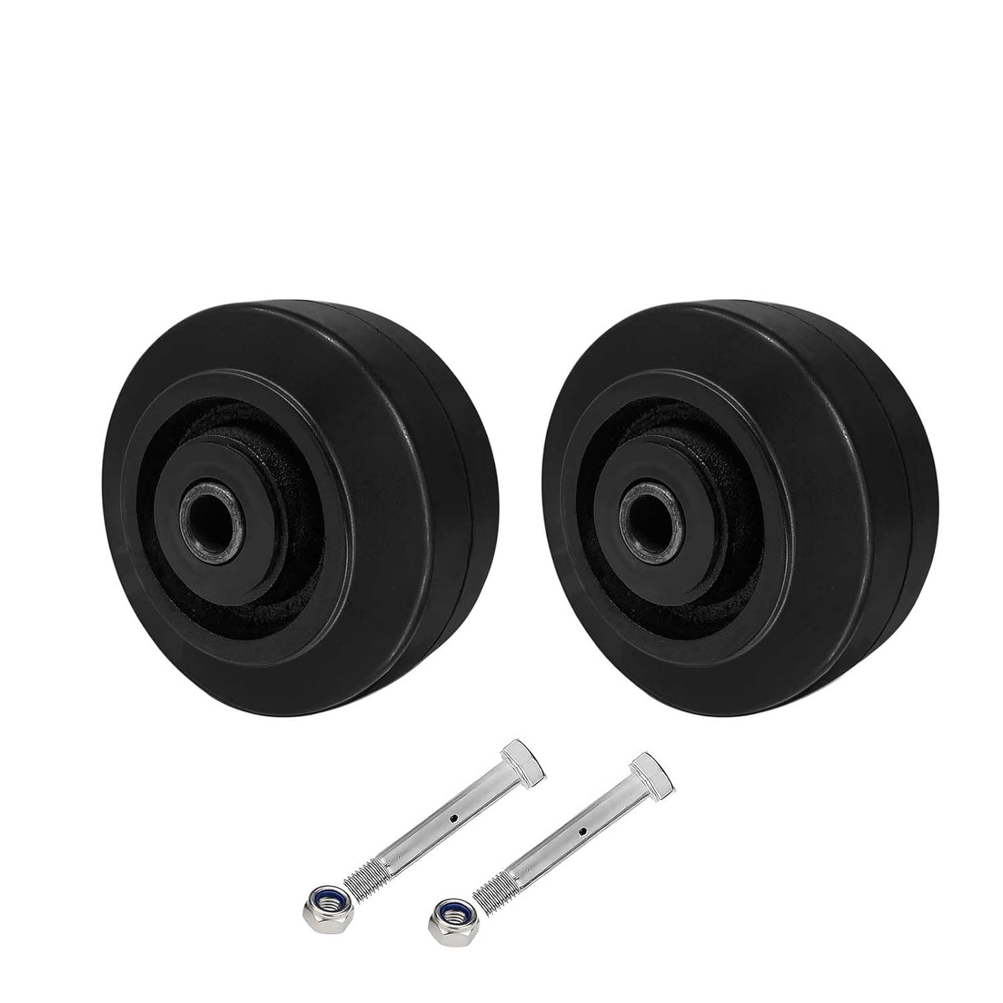 Black Rubber Tread on Cast Iron Wheel, Roller Bearing-1/2" Bore