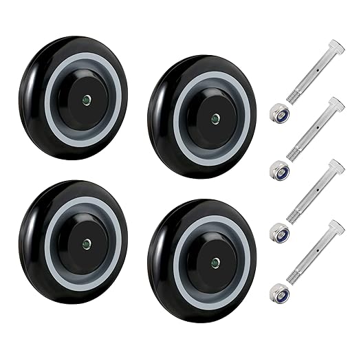 5" Wheels for Cart, 5/16" Axle Polyurethane Shopping Cart Wheels Replacement Casters 3500lbs Total Capacity
