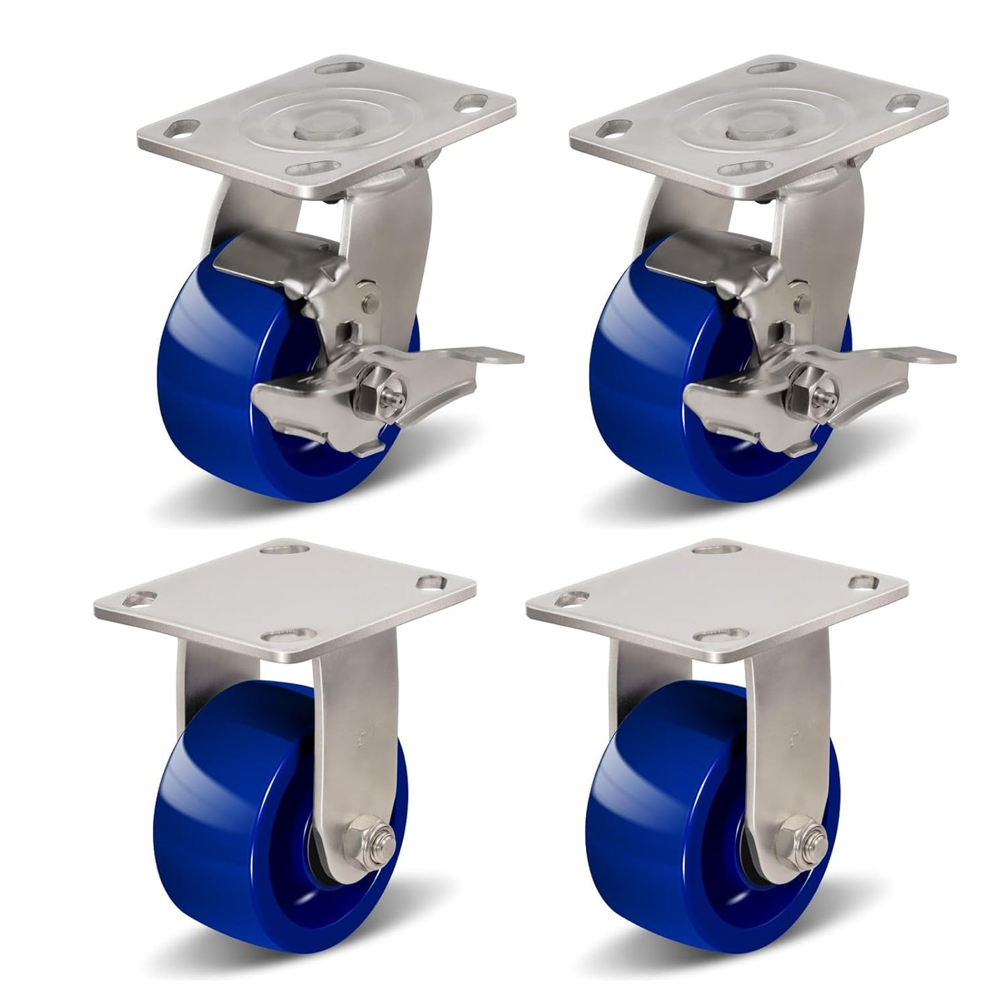 2" Wide Solid Polyurethane Caster (Blue)