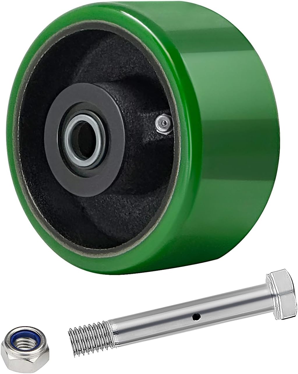 Polyurethane on cast Iron Wheel, Roller Bearing-1/2" Bore 800 lbs Capacity per Wheel, Heavy Duty Caster Wheel for Industrial/Commercial