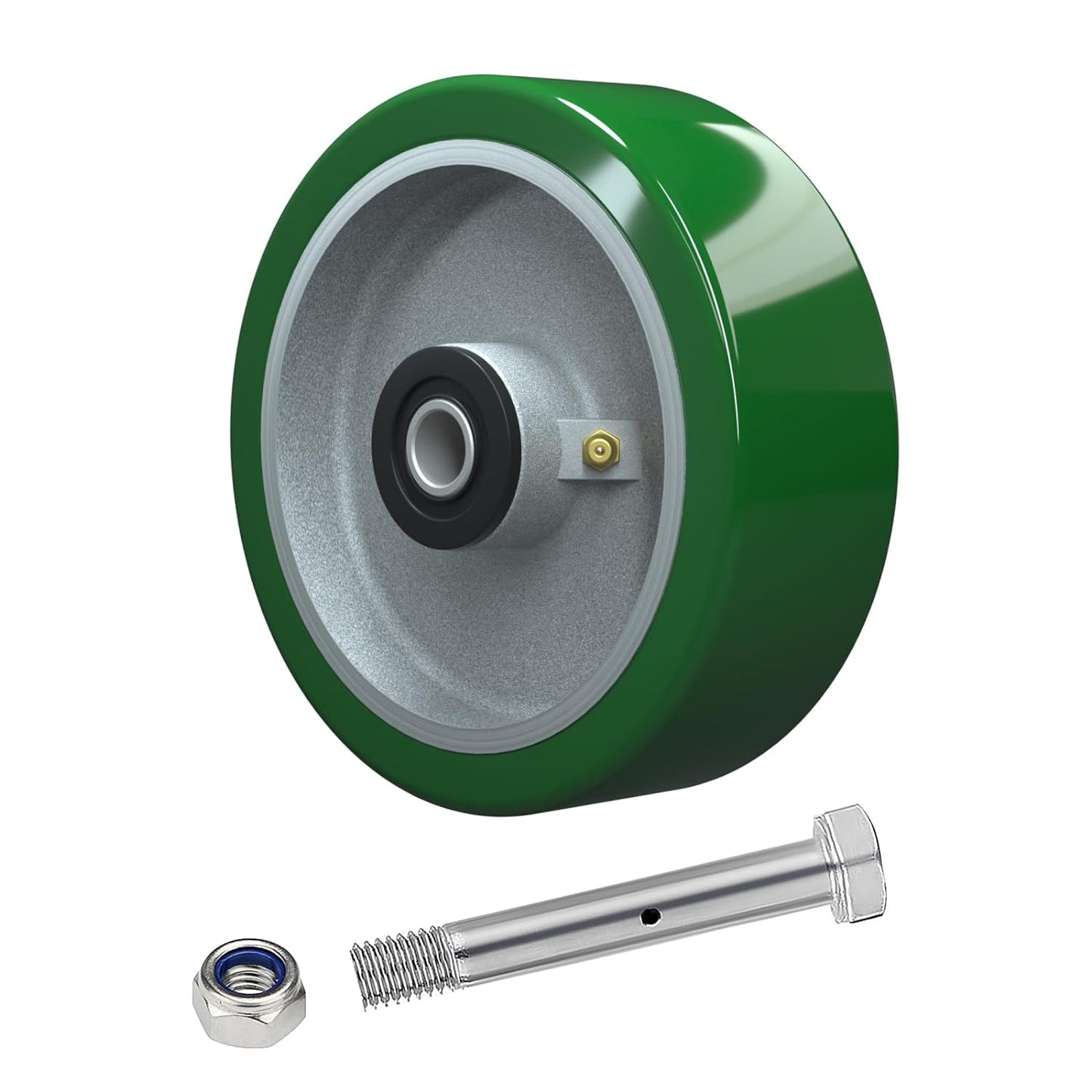 Industrial Casters, Polyurethane on Aluminum Wheel, Roller Bearing-1/2" Bore, Set of 2 Heavy Duty Caster Wheel with 1600 lbs Capacity