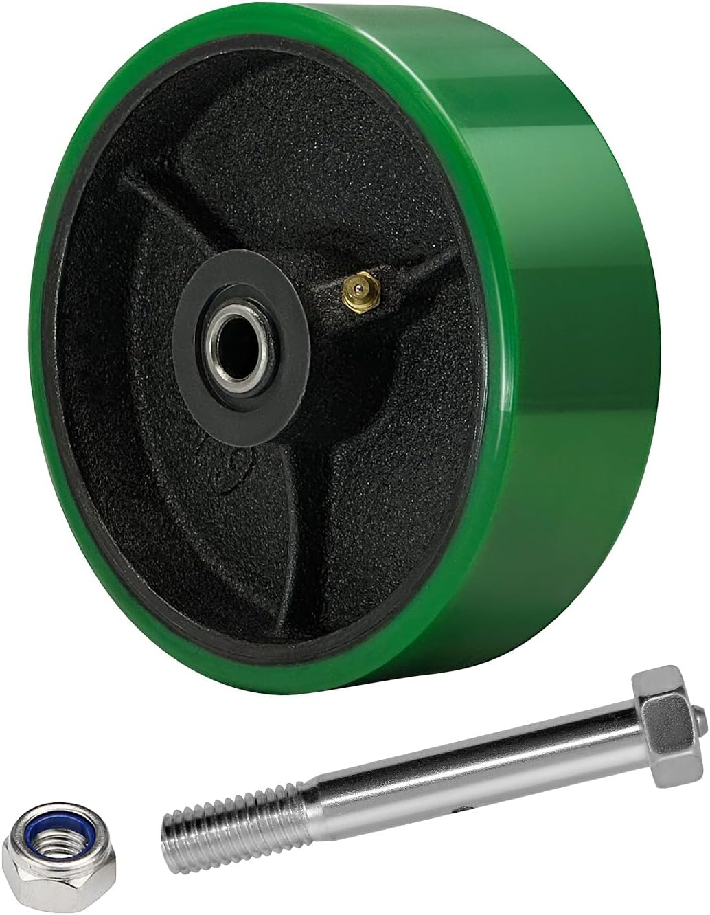 Polyurethane on cast Iron Wheel, Roller Bearing-1/2" Bore 800 lbs Capacity per Wheel, Heavy Duty Caster Wheel for Industrial/Commercial