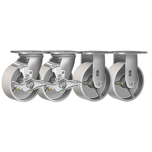 Industrial Casters- Heavy Duty Casters, Cast Iron Wheel, Steel Casters Set of 4 Capacity up to 1400 Lb. Use for Industrial carts, Dollies, Food Service Cart