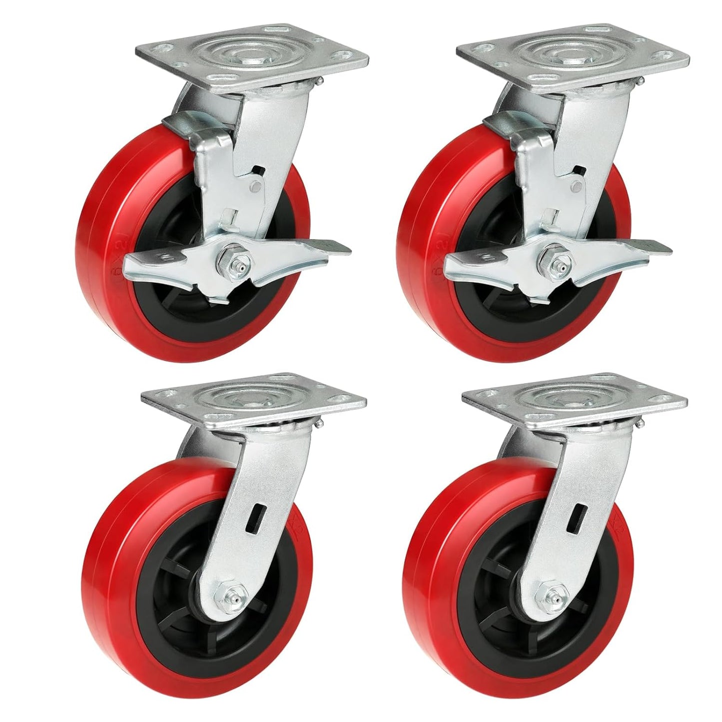 Heavy Duty Casters Set of 4 with 1200lbs Capacity, Polyurethane Tread on Polypropylene Core, Widely Used in Platform Trucks, Furniture, WorkBrench, Tool Box