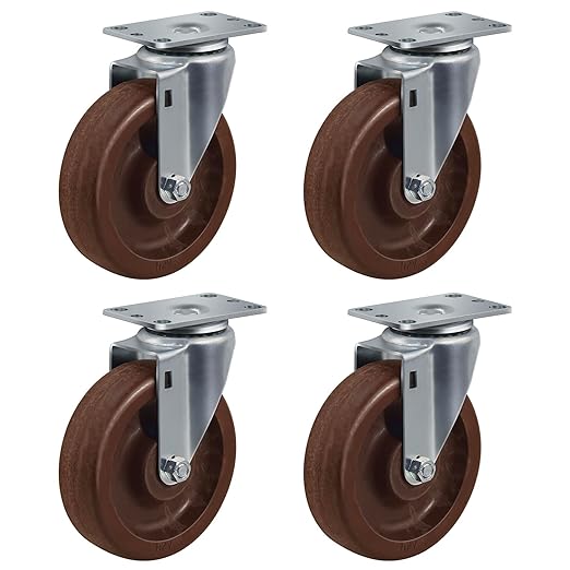 Heavy Duty Casters- Hi Temperature Wheels, Set of 4 with Strong Capacity 2800 LB, Temperature Range:-40F to 525F. Use for Equipment Such as Ovens,Kilns,and Dryers