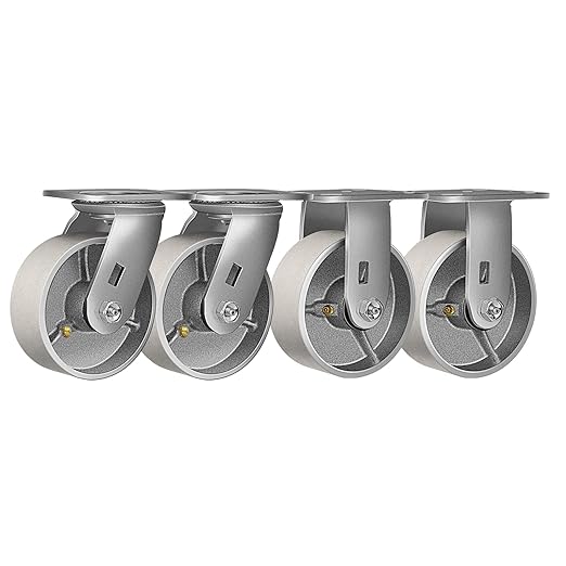 Industrial Casters- Heavy Duty Casters, Cast Iron Wheel, Steel Casters Set of 4 Capacity up to 1400 Lb. Use for Industrial carts, Dollies, Food Service Cart