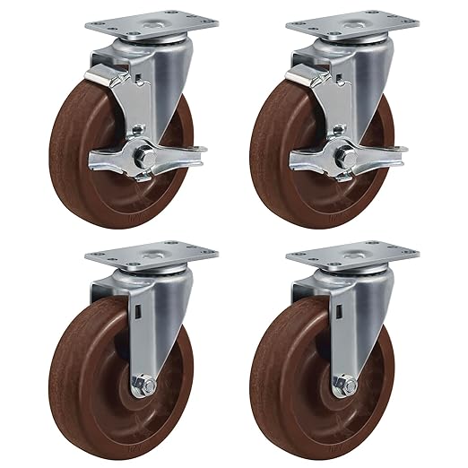 Heavy Duty Casters- Hi Temperature Wheels, Set of 4 with Strong Capacity 2800 LB, Temperature Range:-40F to 525F. Use for Equipment Such as Ovens,Kilns,and Dryers