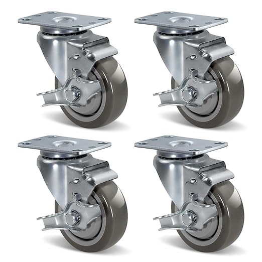 Caster Wheels, Heavy Duty Locking Casters Set of 4 Swivel Wheels for Cart, Furniture, Workbench, 1000 LBS Total Capacity