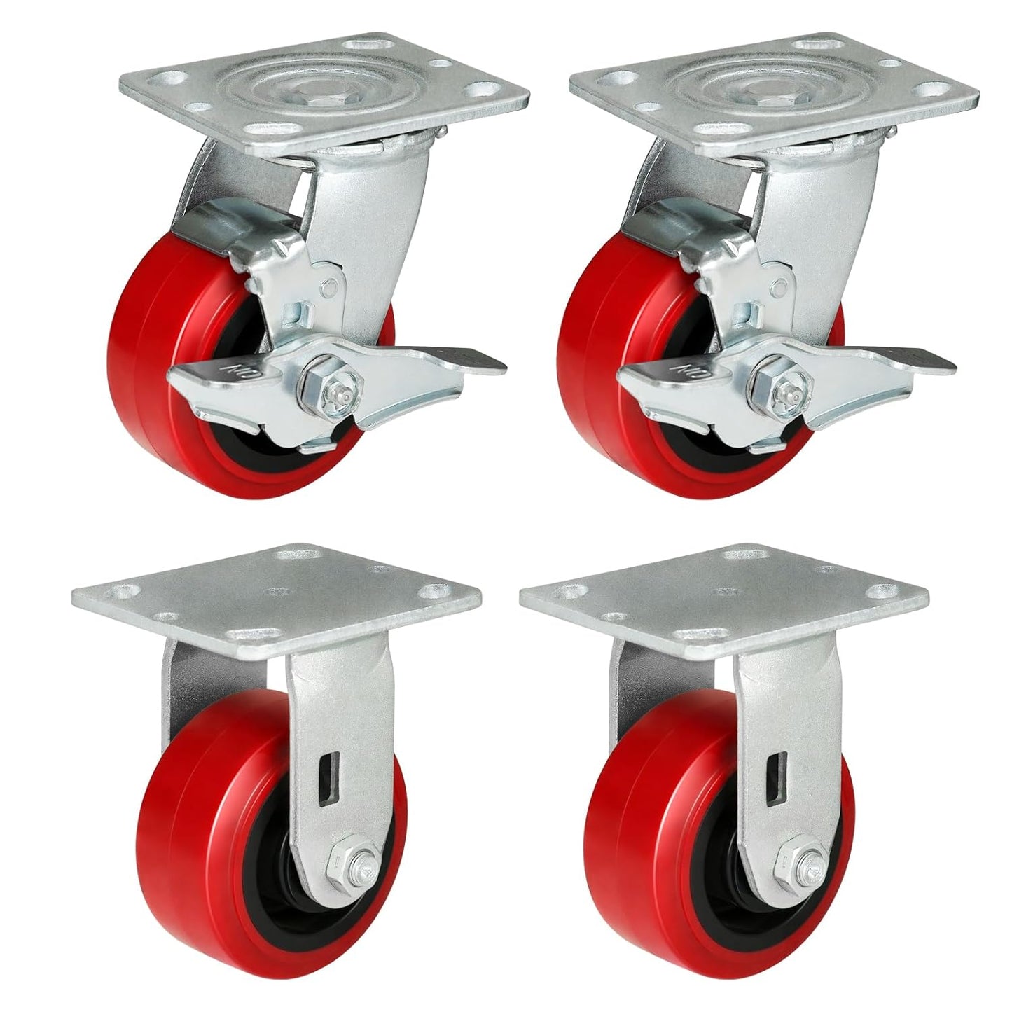 Heavy Duty Casters Set of 4 with 1200lbs Capacity, Polyurethane Tread on Polypropylene Core, Widely Used in Platform Trucks, Furniture, WorkBrench, Tool Box