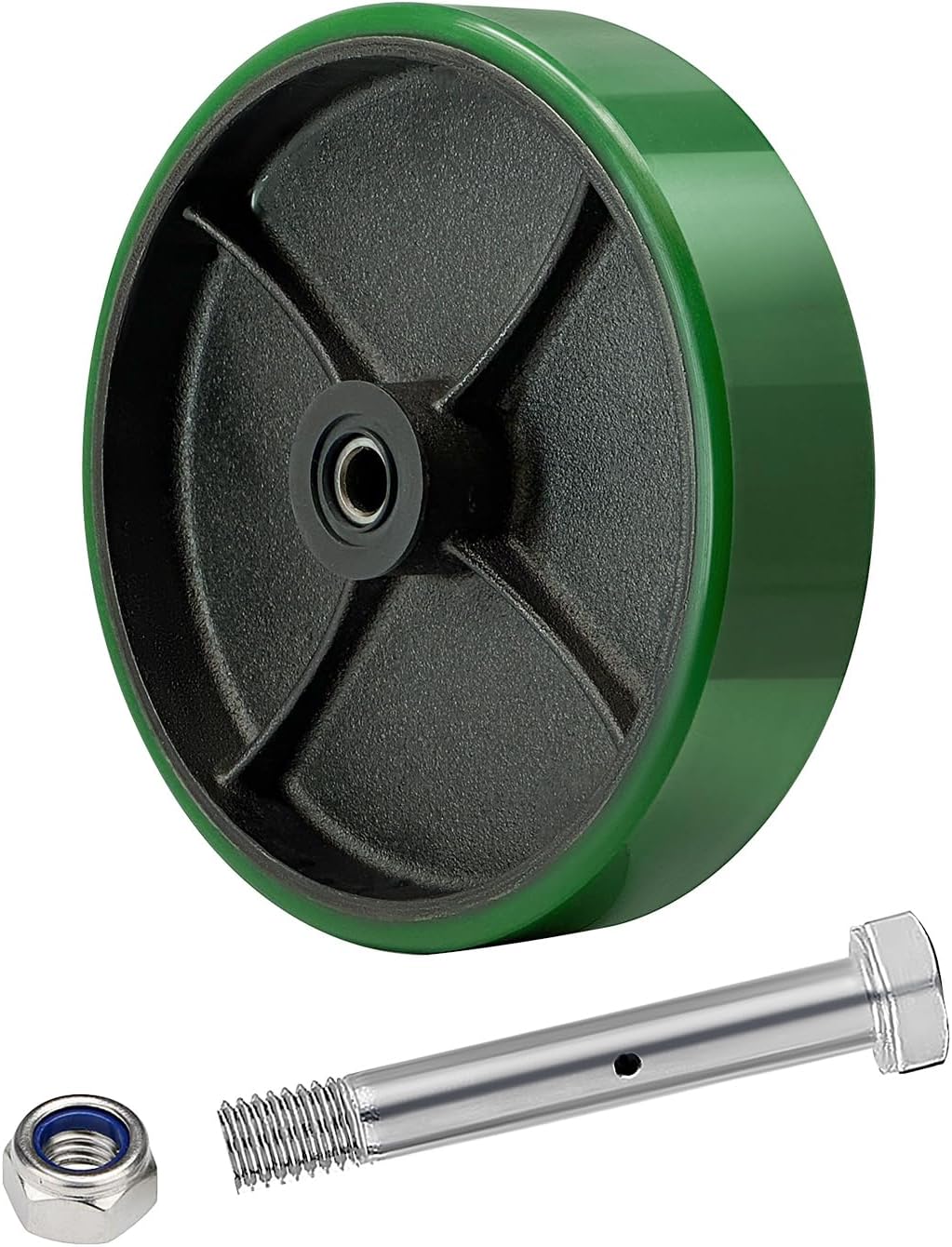 Polyurethane on cast Iron Wheel, Roller Bearing-1/2" Bore 800 lbs Capacity per Wheel, Heavy Duty Caster Wheel for Industrial/Commercial
