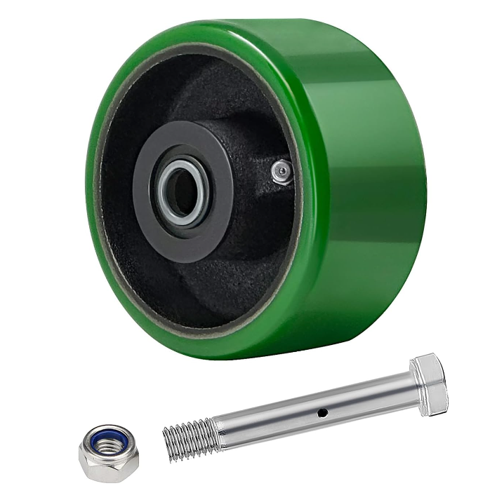 Polyurethane on cast Iron Wheel, Roller Bearing-1/2" Bore 800 lbs Capacity per Wheel, Heavy Duty Caster Wheel for Industrial/Commercial