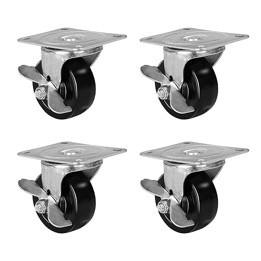 3 INCH Heavy Duty Swivel Caster, Hard Rubber Furniture Castors for Moving Dolly, Utility Cart Replace Plate Caster Wheels- 4 Pack, Loading Capacity 1200 Lbs
