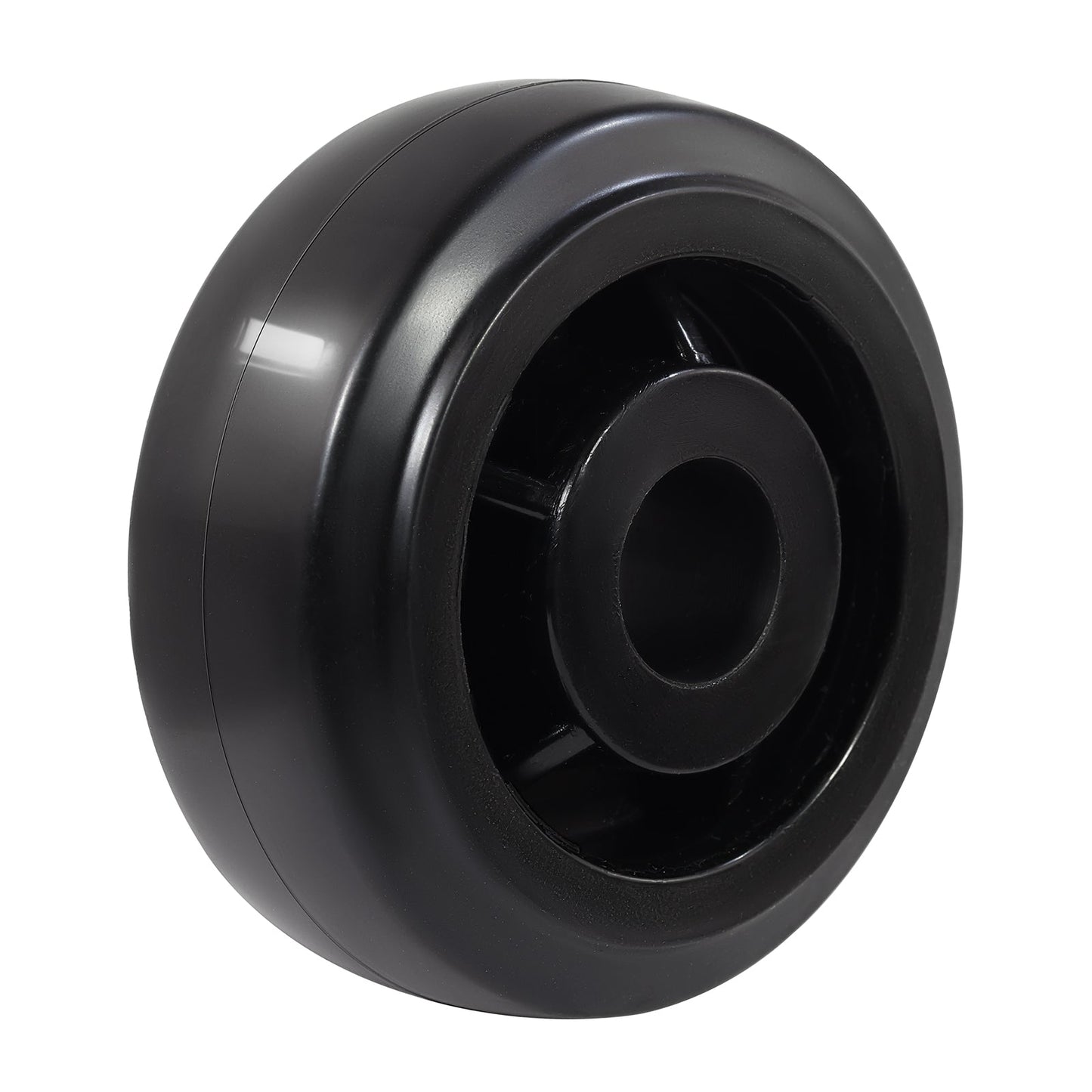 Thermoplastic Rubber Tread specially bonded to a high-impact glass-filled nylon core, 1-3/16"bore, Floor protective and helps absorb shocks,load capacity same as Rubber cast iron wheel, durometer: 80 Shore A(+-5), temperature range:-40 F to +180 F