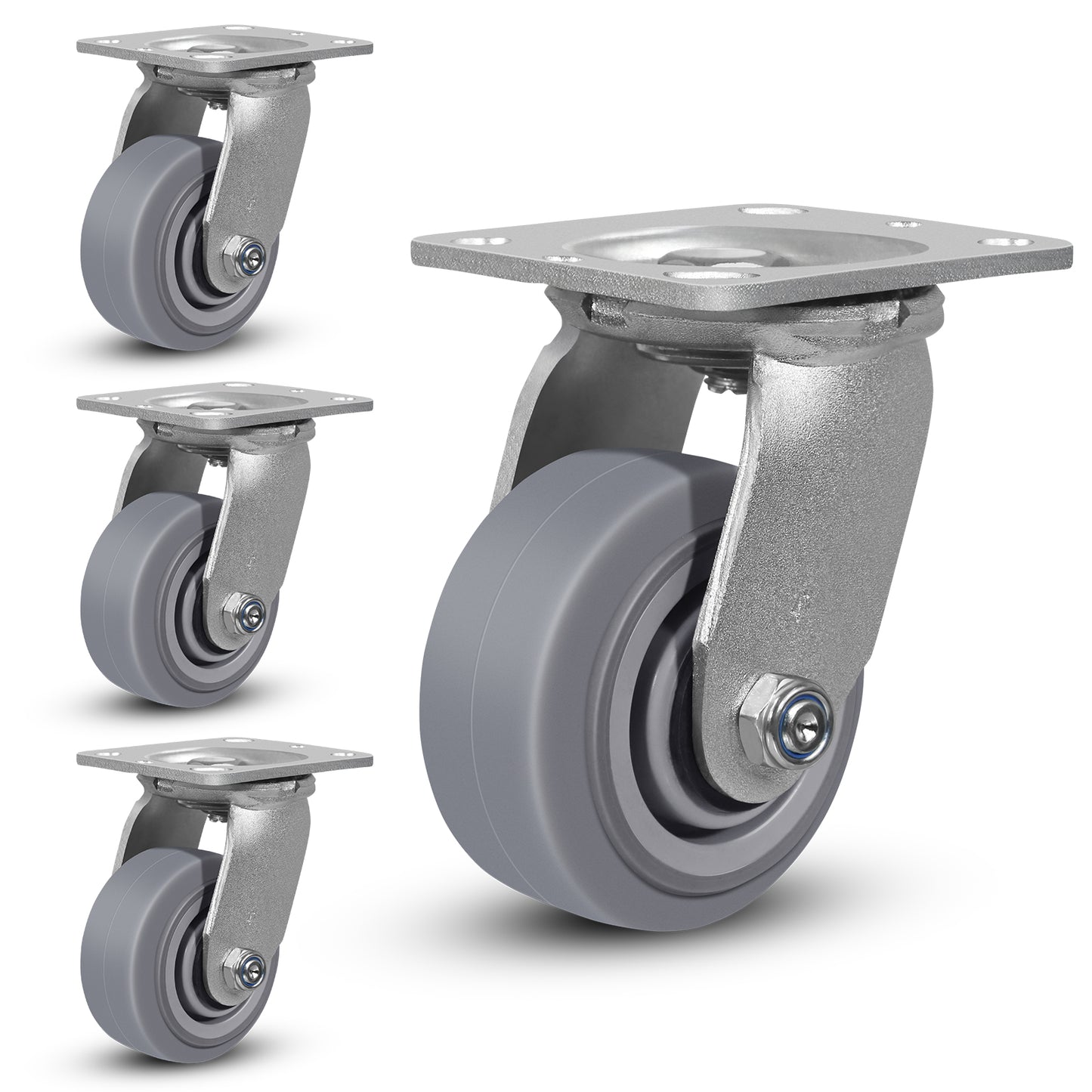 Heavy Duty Industrial Casters, Casters Set of 4,Thermoplastic Rubber Caster Wheels for Hotels, Hospitals and School Carts