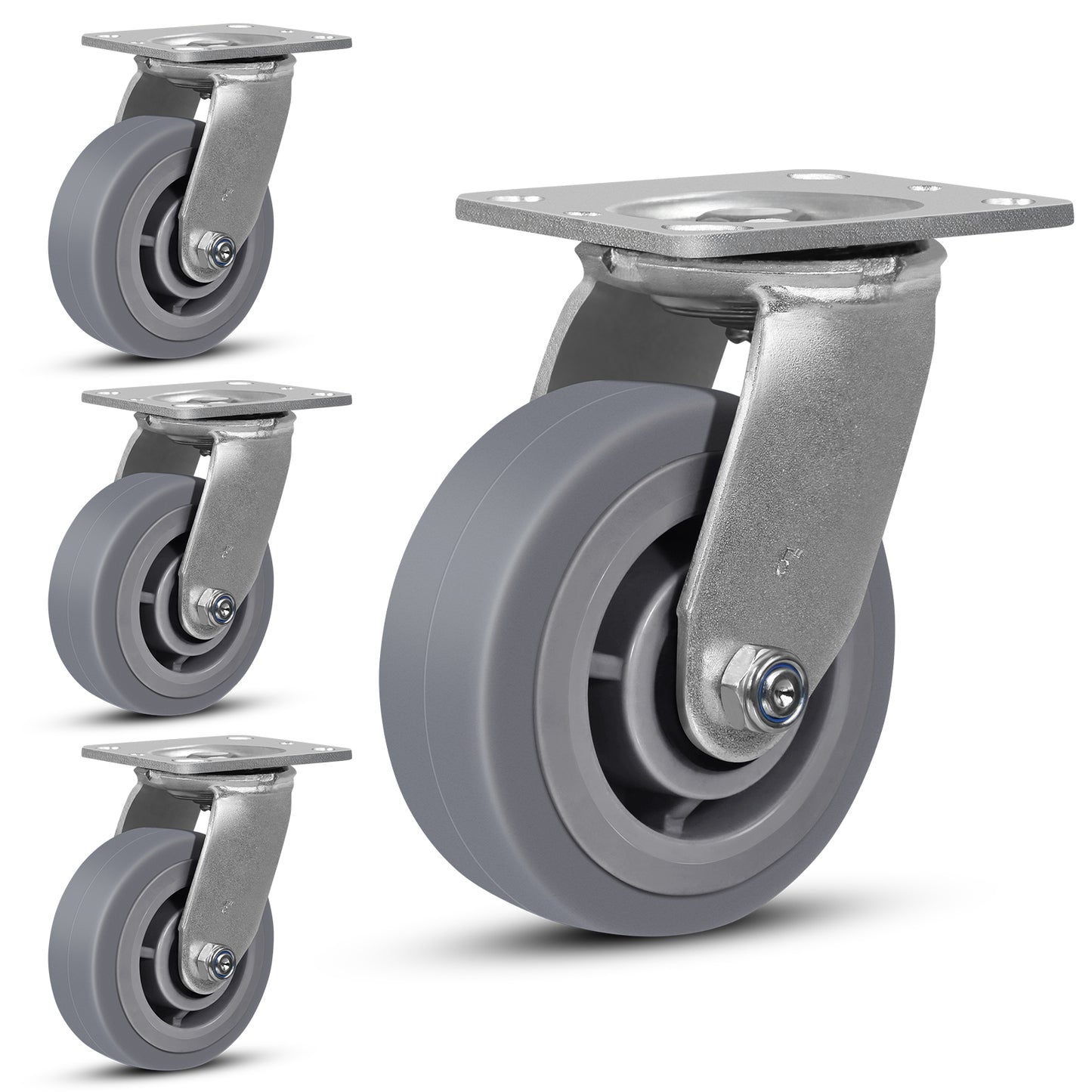 Heavy Duty Industrial Casters, Casters Set of 4,Thermoplastic Rubber Caster Wheels for Hotels, Hospitals and School Carts
