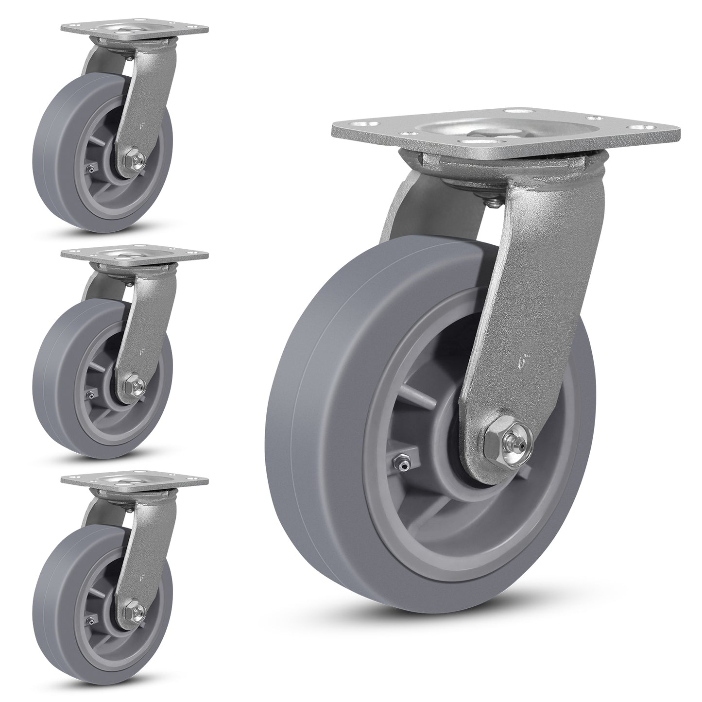 Heavy Duty Industrial Casters, Casters Set of 4,Thermoplastic Rubber Caster Wheels for Hotels, Hospitals and School Carts