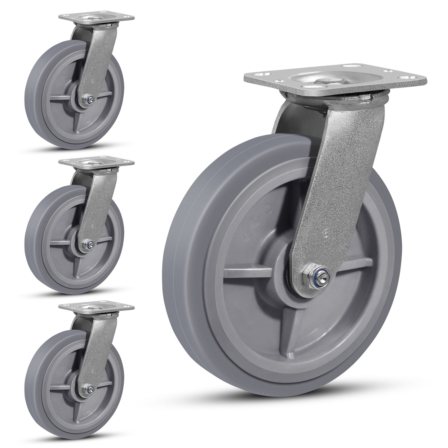 Heavy Duty Industrial Casters, Casters Set of 4,Thermoplastic Rubber Caster Wheels for Hotels, Hospitals and School Carts