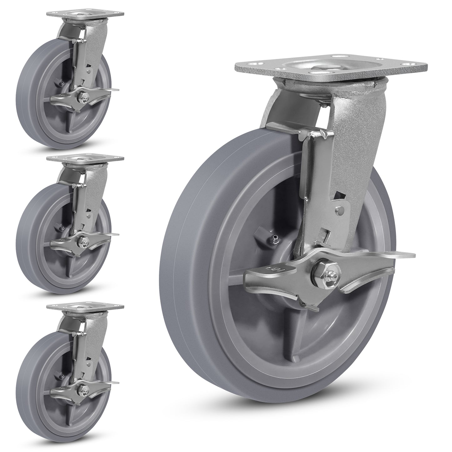 Heavy Duty Industrial Casters, Casters Set of 4,Thermoplastic Rubber Caster Wheels for Hotels, Hospitals and School Carts