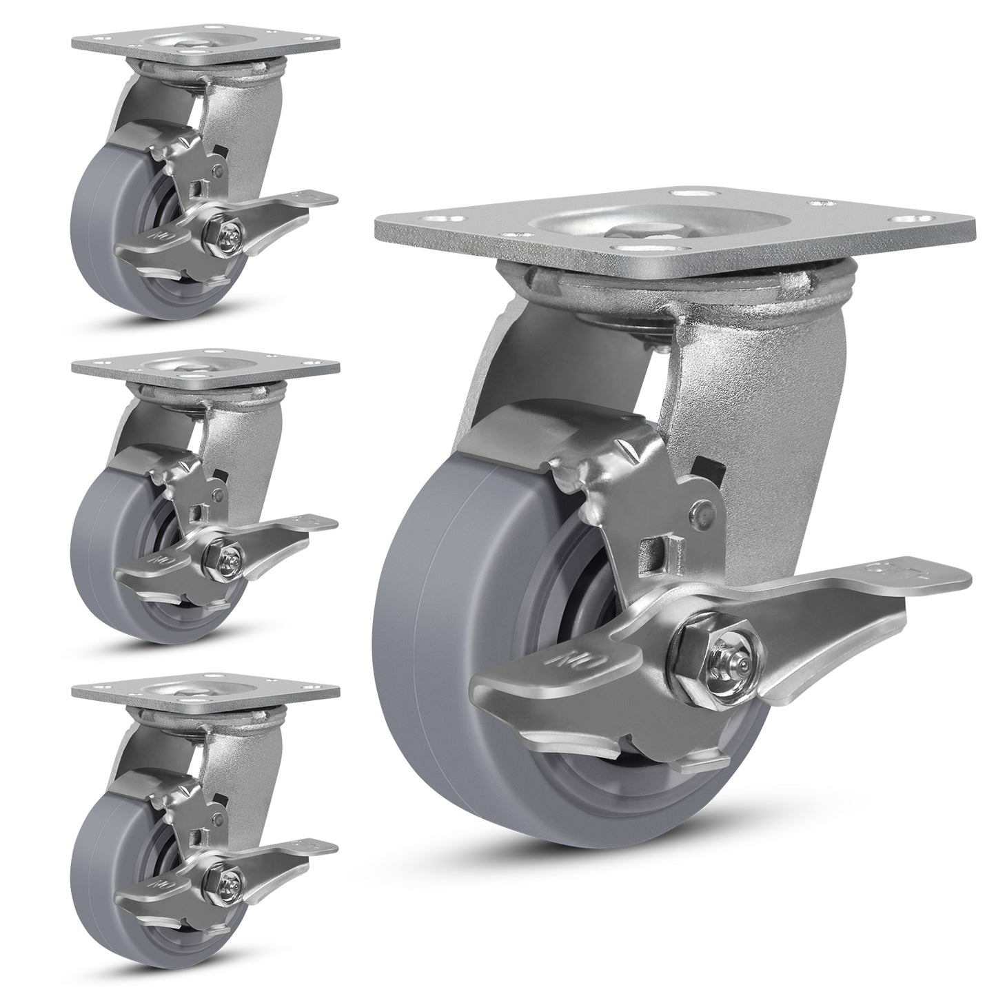 Heavy Duty Industrial Casters, Casters Set of 4,Thermoplastic Rubber Caster Wheels for Hotels, Hospitals and School Carts