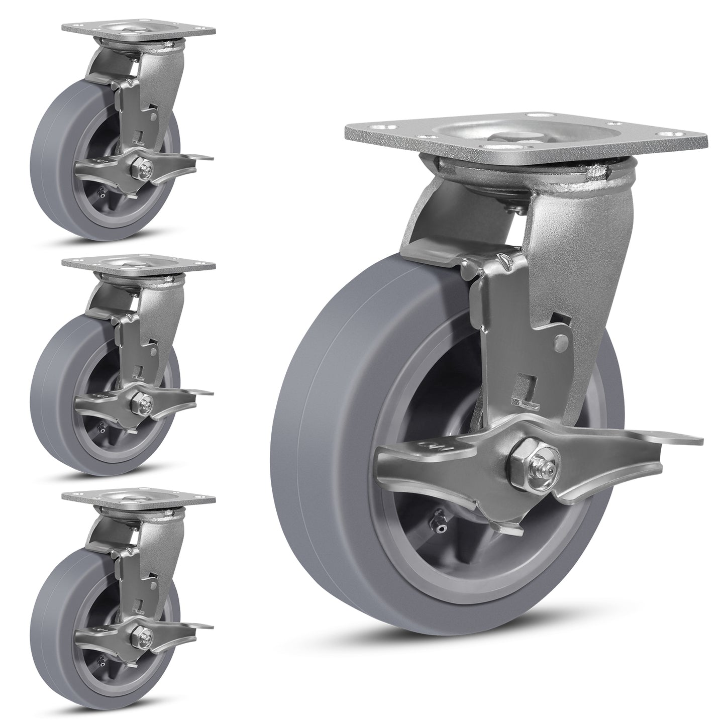 Heavy Duty Industrial Casters, Casters Set of 4,Thermoplastic Rubber Caster Wheels for Hotels, Hospitals and School Carts