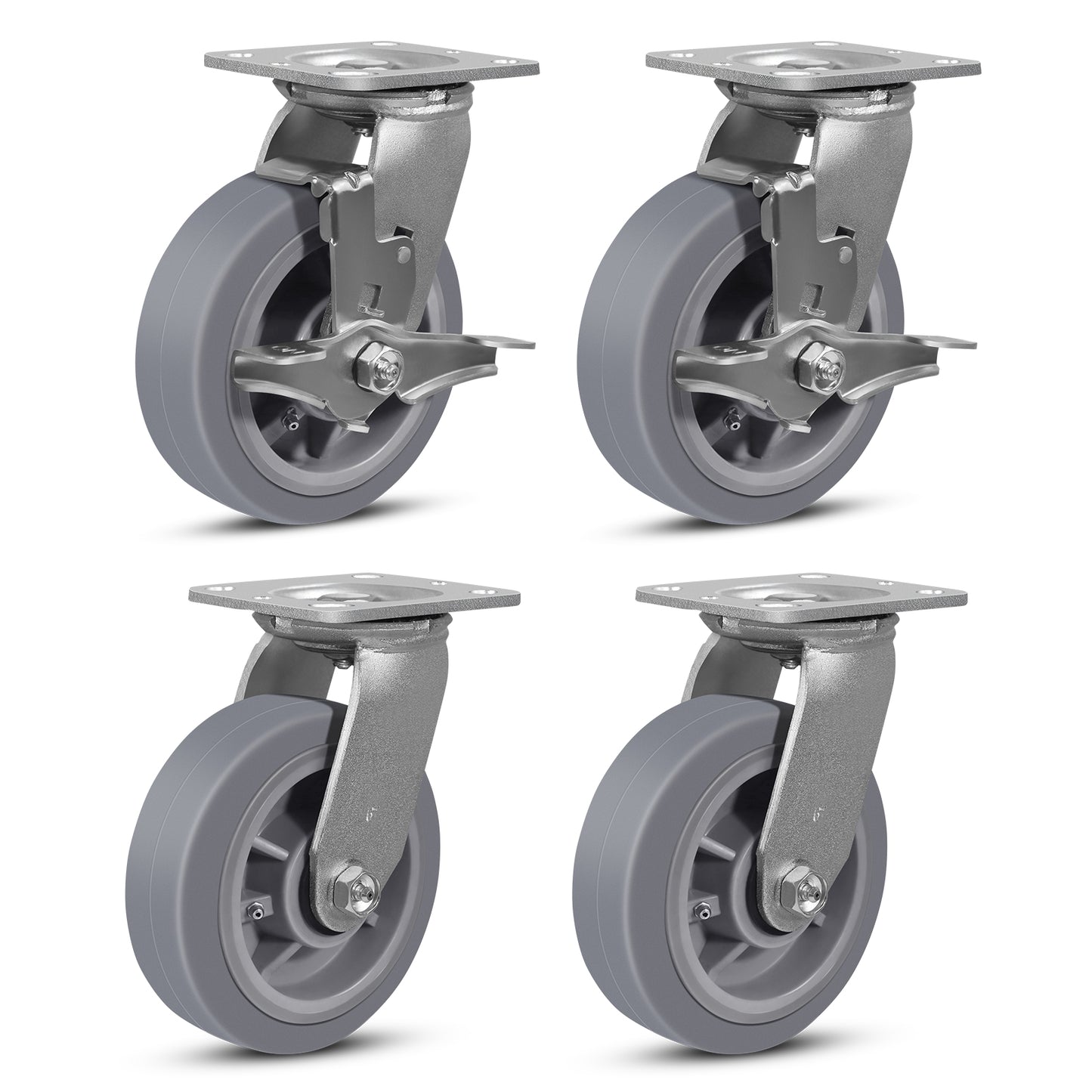 Heavy Duty Industrial Casters, Casters Set of 4,Thermoplastic Rubber Caster Wheels for Hotels, Hospitals and School Carts
