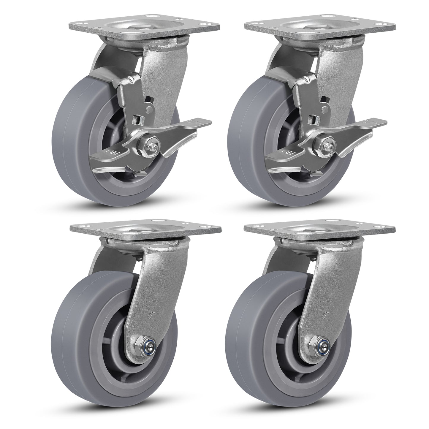 Heavy Duty Industrial Casters, Casters Set of 4,Thermoplastic Rubber Caster Wheels for Hotels, Hospitals and School Carts