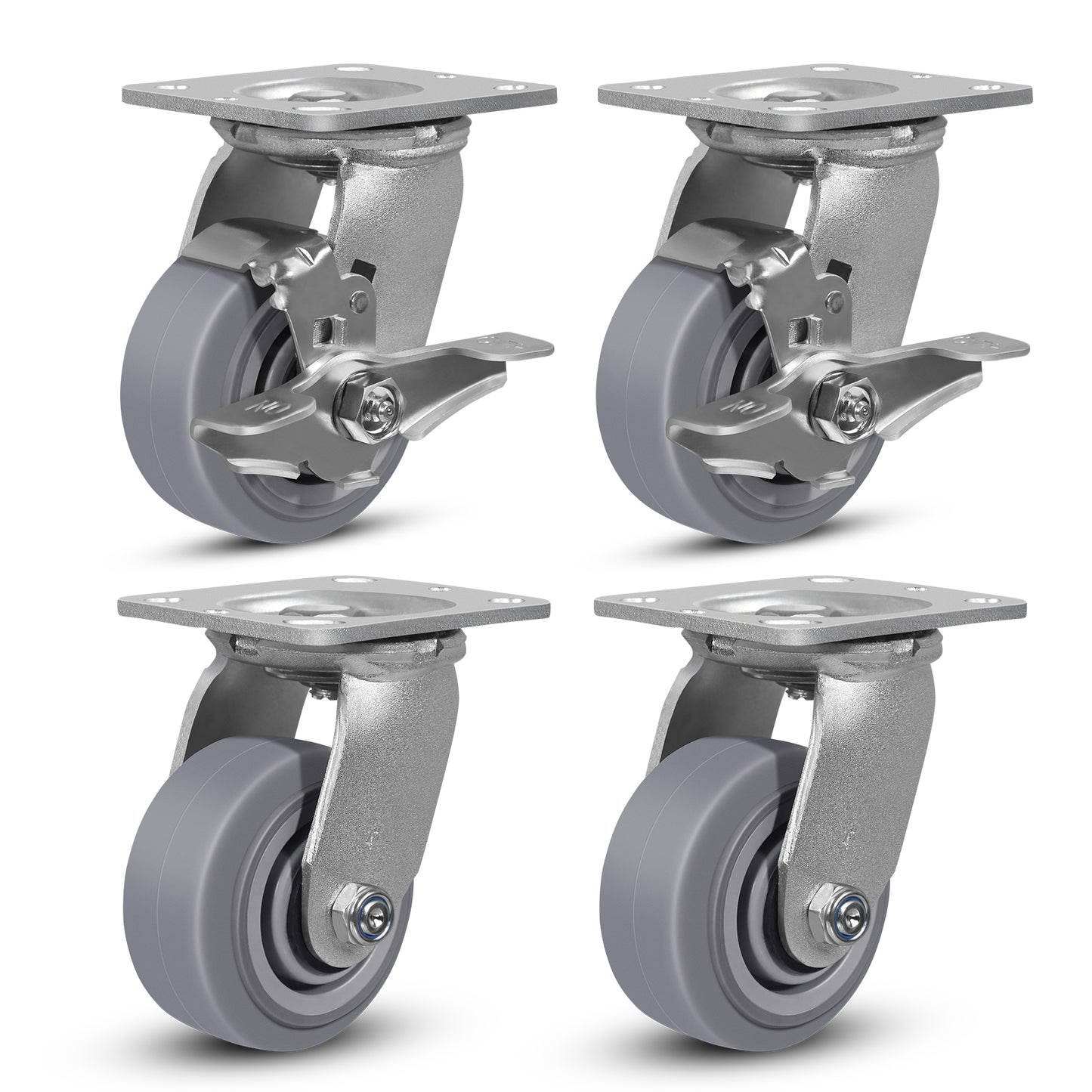Heavy Duty Industrial Casters, Casters Set of 4,Thermoplastic Rubber Caster Wheels for Hotels, Hospitals and School Carts